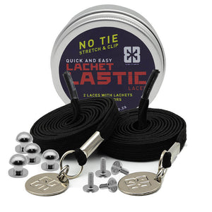 Black E3 Lachet Lastic Lace with tag - no tie shoe lace