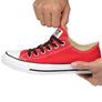Black E3 Lastic lace used on Red shoe stretchable, no tie shoe lace
