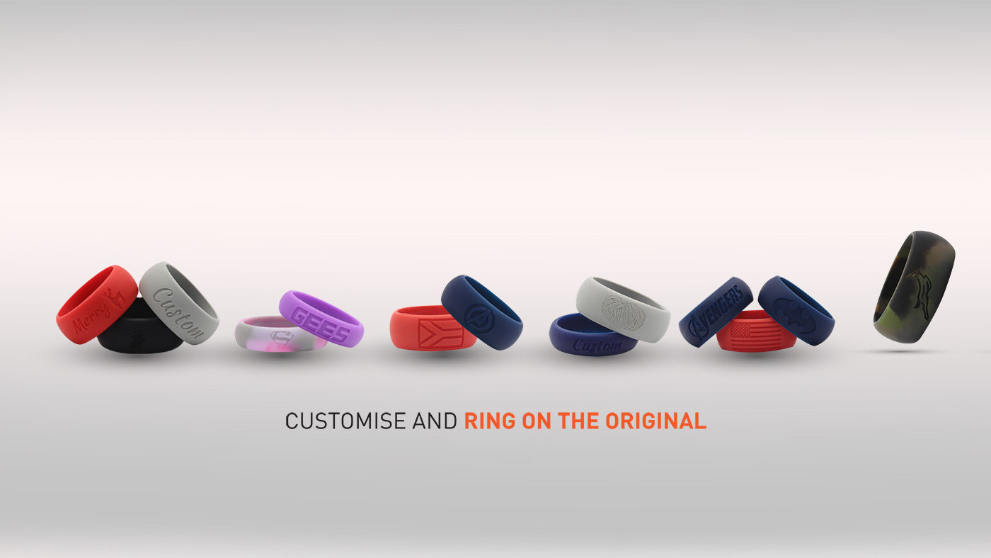 E3 Active Silicone wedding ring with personalizing option to customize  your silicone ring