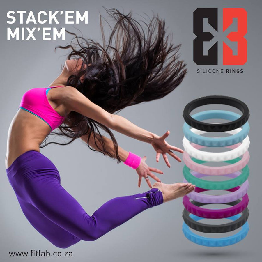 Women's stackable E3 Silicone Stacker collection with lady gymnast
