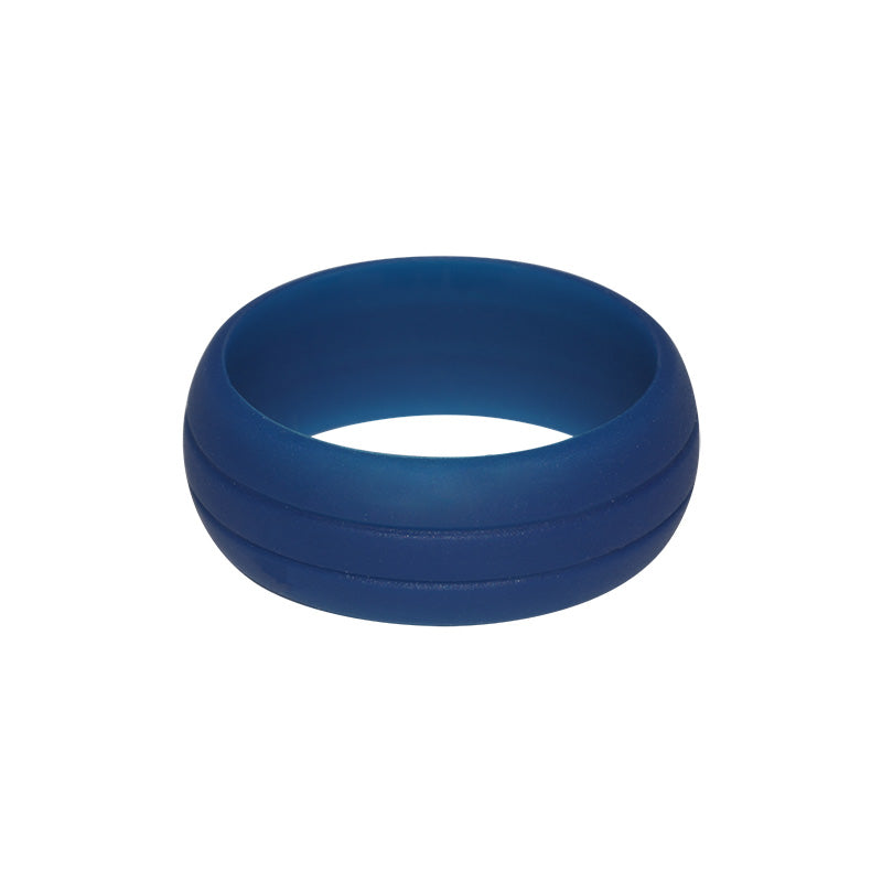 Men's Double Debossed with 2 lines in Blue -E3 Active Silicone Wedding Ring