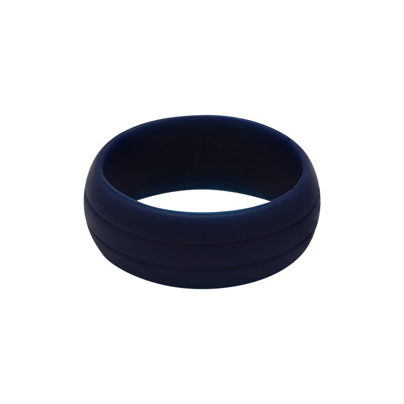 Men's Double Debossed with 2 lines in Navy - E3 Active Silicone Wedding Ring