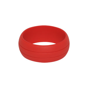 Men's Double Debossed with 2 lines in Red - E3 Active Silicone Wedding Ring