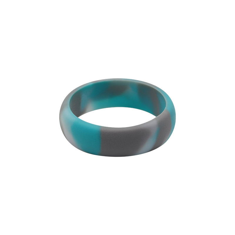 Turquoise Camo E3 Active Silicone Wedding Ring - mixture of turquoise, grey and white