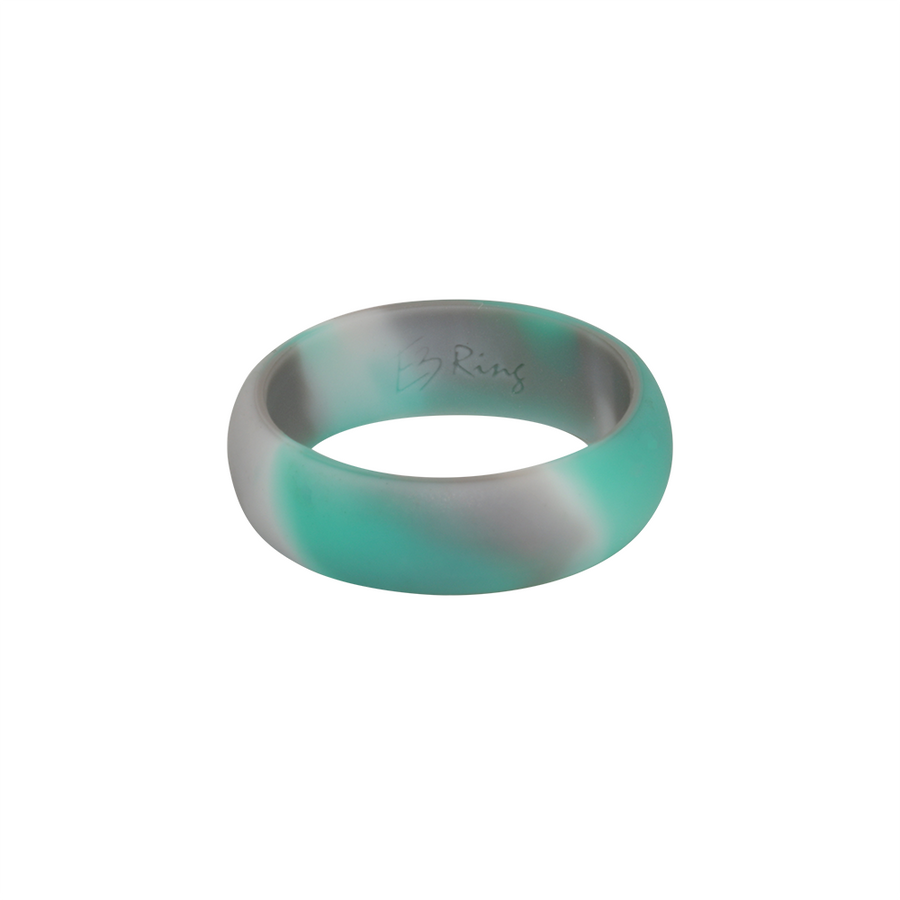 Mint Camo E3 Active Silicone Wedding Ring - mixture of mint, grey and white